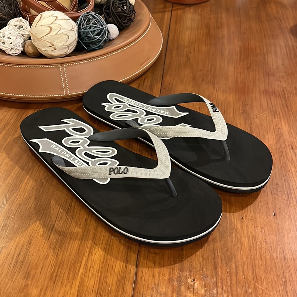 Polo Ralph Lauren Whitlebury Script Flip Flops thongs Sandals Shoes Mens Size 13